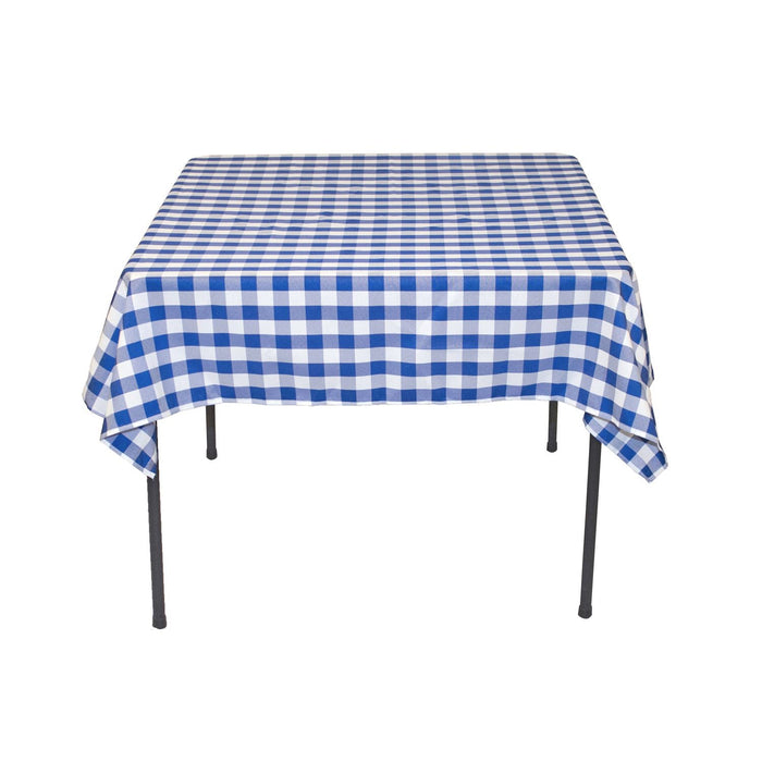 Bargain 54 In. Square Polyester Tablecloth Blue & White Checkered