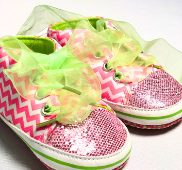 Chevron & Glitter Baby Booties