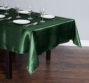 Bargain 60 X 102 In. Rectangular Satin Tablecloth Hunter Green