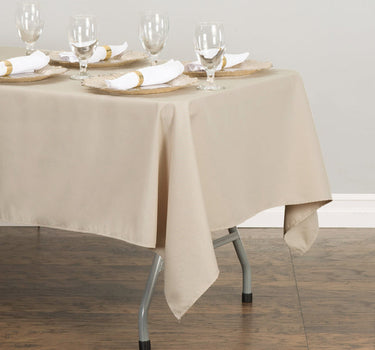 Bargain 60 X 126 In. Rectangular Polyester Tablecloth Beige