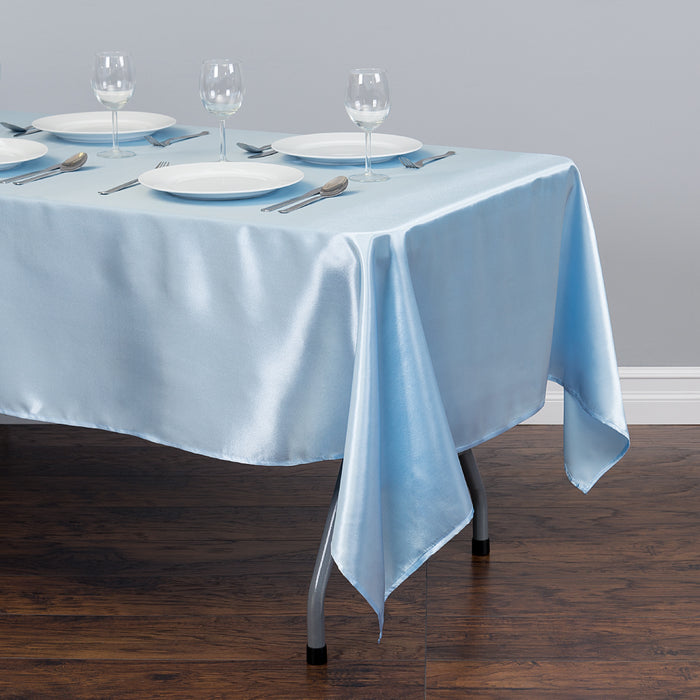 Bargain 60 x 126 in. Rectangular Satin Tablecloth Baby Blue