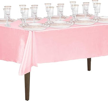 Bargain 60 X 126 In. Rectangular Satin Tablecloth Pink