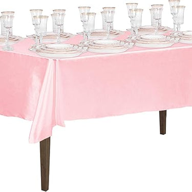 Bargain 60 X 126 In. Rectangular Satin Tablecloth Pink
