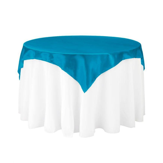 Bargain 72 In. Square Satin Overlay Caribbean