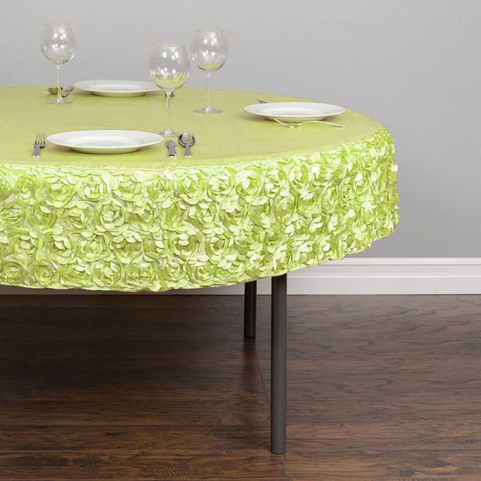 Bargain 60 in. Round Rosette Satin Table Cover Tea Green