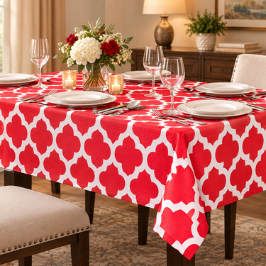60 X 84 in. Rectangular Trellis Cotton Tablecloth (12 Colors)