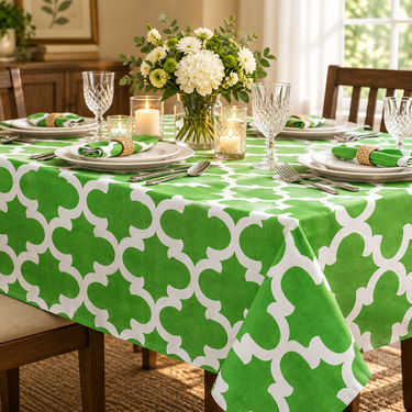 60 X 84 in. Rectangular Trellis Cotton Tablecloth (12 Colors)