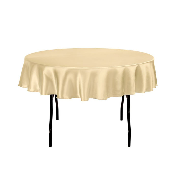 Bargain 70 In. Round Satin Tablecloth Gold