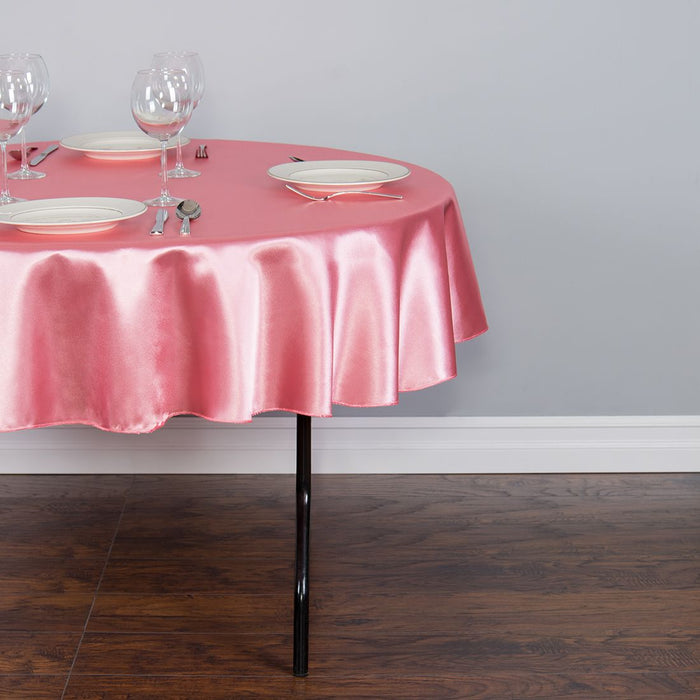 90 in. Round Satin Tablecloth Strawberry Ice