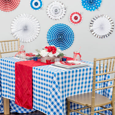 Bargain 70 in. Square Polyester Tablecloth Blue & White Checkered