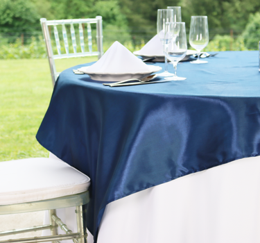 Bargain 70 In. Square Satin Overlay Navy Blue