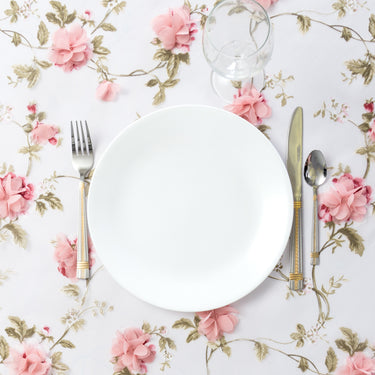 72 in. Square Sheer with Roses Overlay Pink