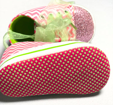 Chevron & Glitter Baby Booties
