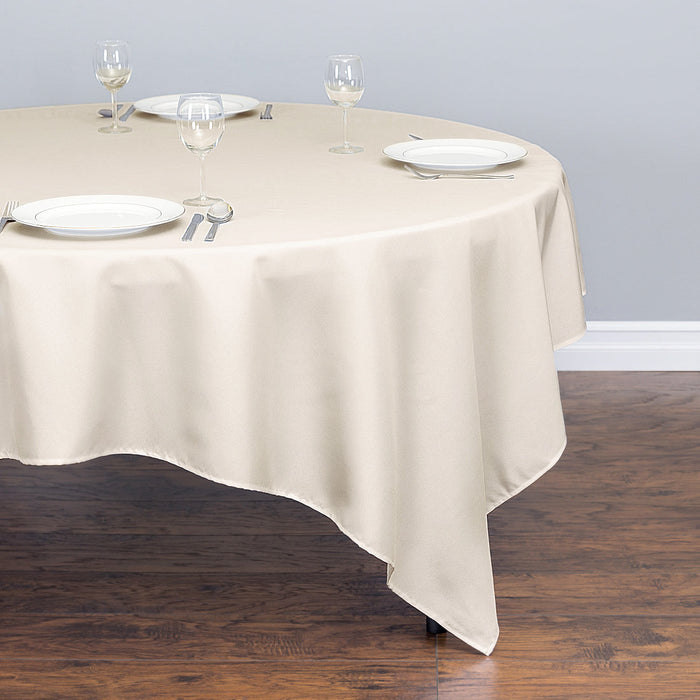 Bargain 85 In. Square Polyester Tablecloth Beige
