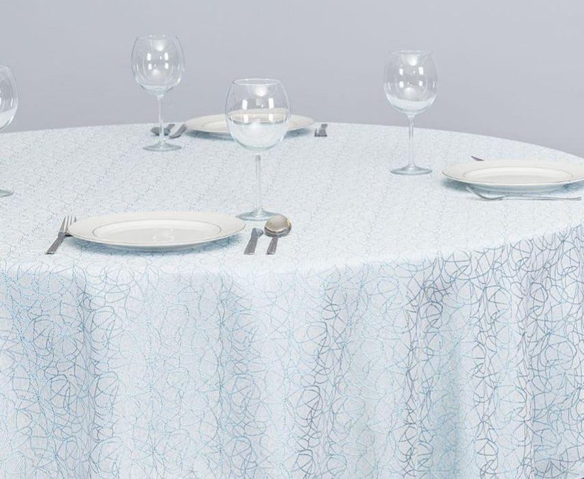 108 in. Round Abstract Silk Embroidered Polyester Tablecloth