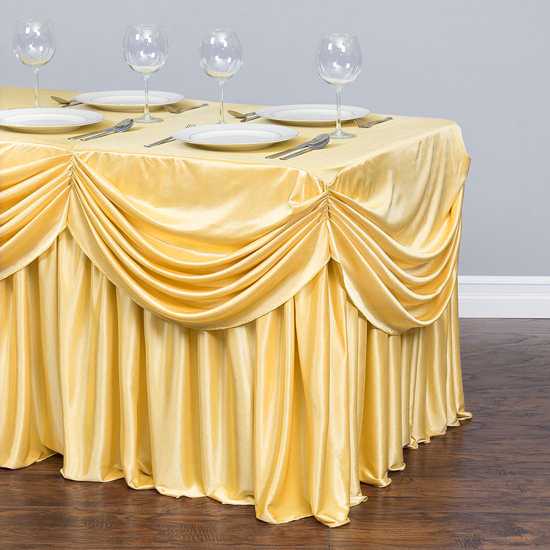 6 ft. Drape Chiffon All-In-1 Tablecloth/Pleated Skirt (8 Colors ...