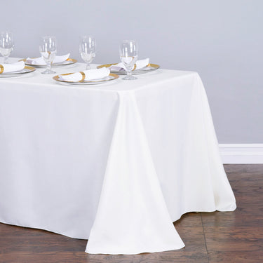 Bargain 90 X 132 In. Rectangular Polyester Tablecloth White