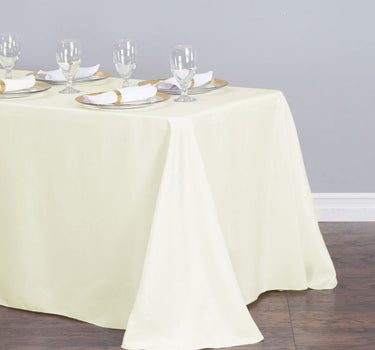 Bargain 90 x 156 in. Rectangular Polyester Tablecloth Ivory
