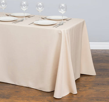 Bargain 90 X 132 In. Rectangular Polyester Tablecloth Beige