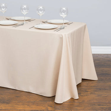 Bargain 90 X 132 In. Rectangular Polyester Tablecloth Beige