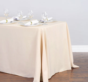 Bargain 90 x 156 in. Rectangular Polyester Tablecloth Beige