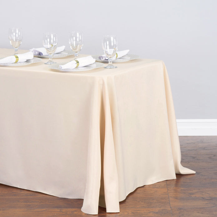 Bargain 90 X 132 In. Rectangular Polyester Tablecloth Beige