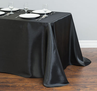 Bargain 90 X 132 In. Rectangular Satin Tablecloth Black