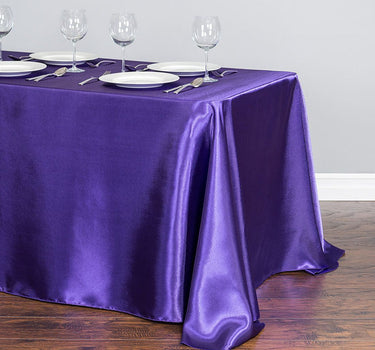 Bargain 90 X 132 In. Rectangular Satin Tableclot Purple