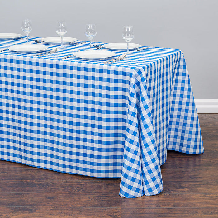 Bargain 90 X 156 in. Rectangular Polyester Tablecloth Blue Checkered