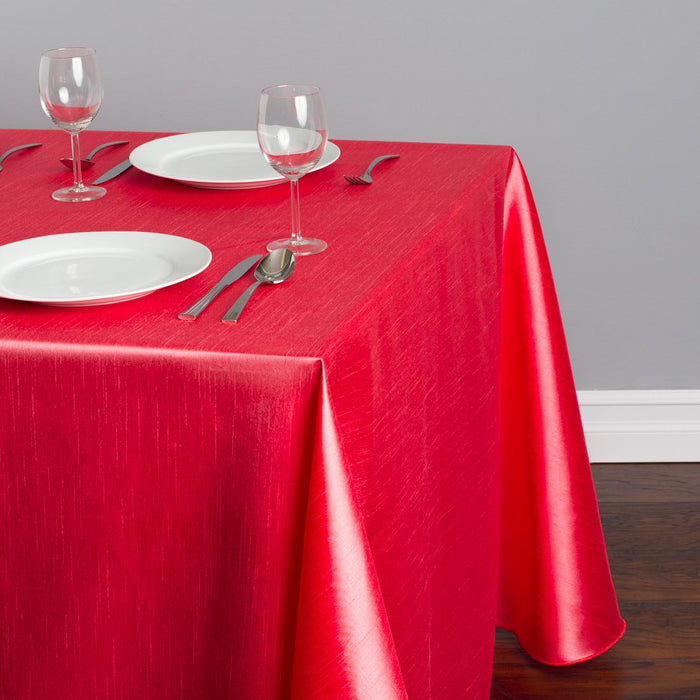 Bargain 90 X 132 In. Rectangular Shantung Silk Tablecloth Red