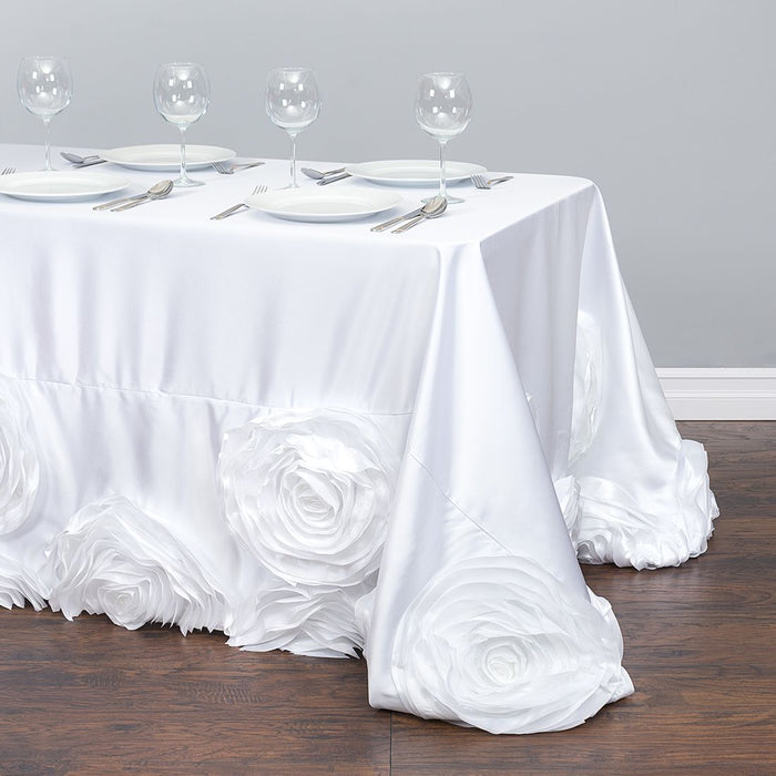 Bargain 90 x 156 in.  Taffeta Rosette Tablecloth