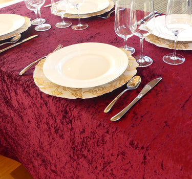 90 x 132 Inch Rectangular Crushed Velvet Tablecloth (6 Colors)