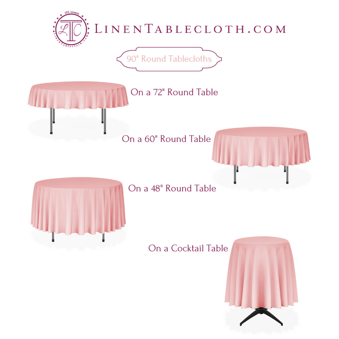 90 in. Round Satin Tablecloth (20 Colors)