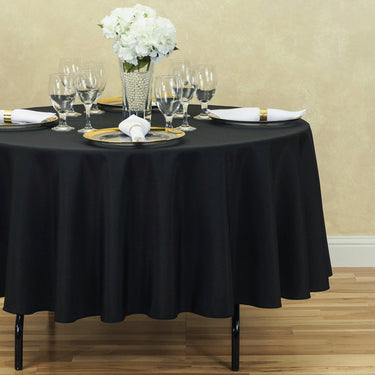 Bargain 90 In. Round Polyester Tablecloth Black