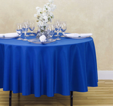 Bargain 90 In. Round Polyester Tablecloth Royal Blue