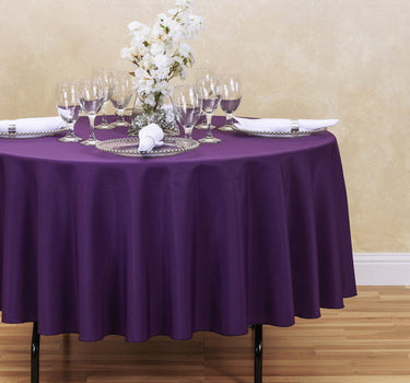 Bargain 90 In. Round Polyester Tablecloth Purple