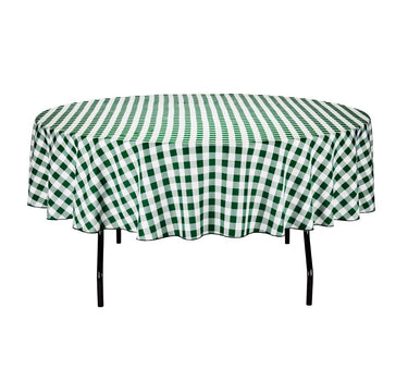 Bargain 90 In. Round Tablecloth Green & White Checkered