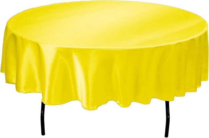 Bargain 90 In. Round Satin Tablecloth Lemon