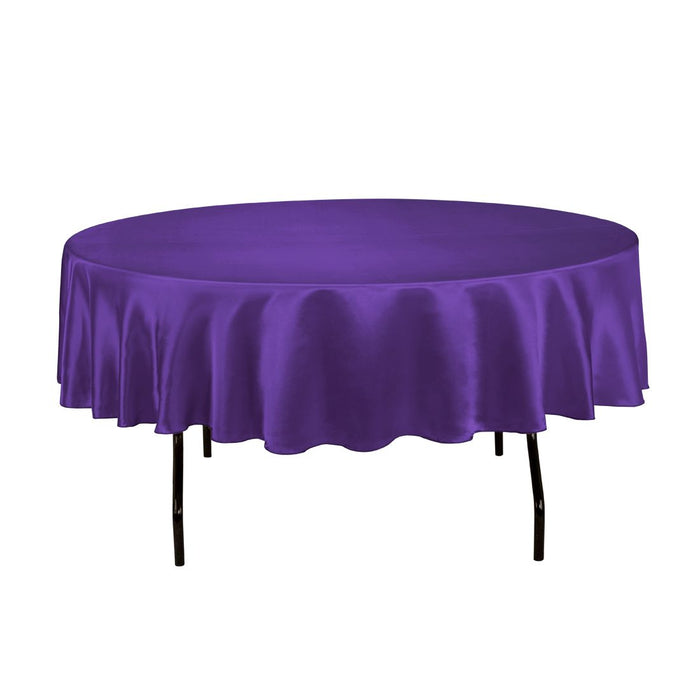 Bargain 90 In. Round Satin Tablecloth Purple