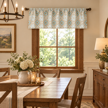 Trellis Mint & White Cotton Window Valance