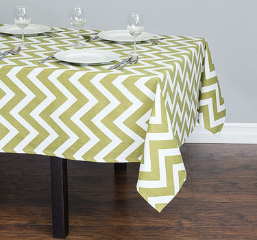 Bargain  60 x 84 in. Rectangular Chevron Cotton Tablecloth Olive Green