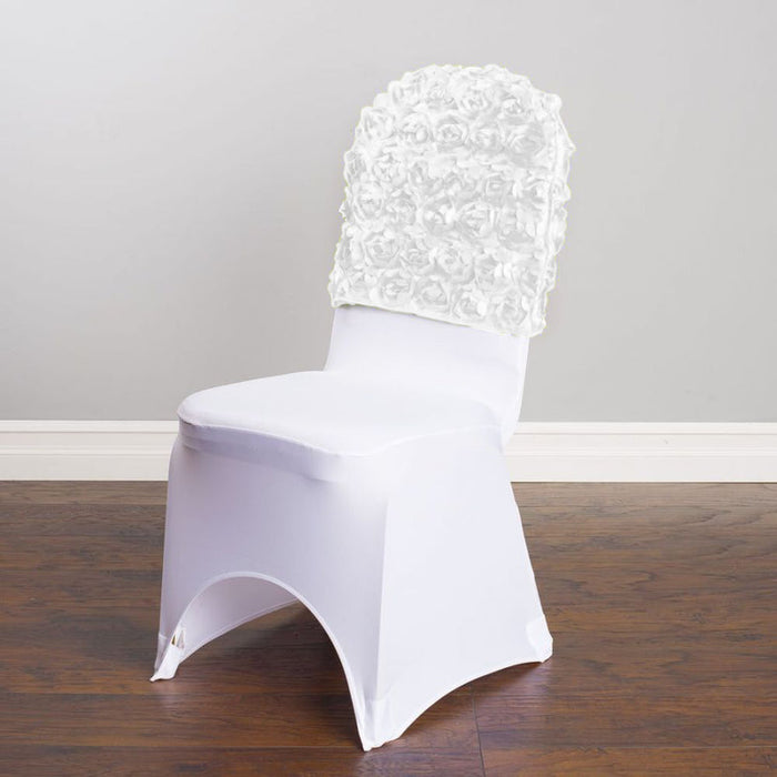 Linentablecloth LTC Linens Satin Banquet Rosette Chair Cap White 10pk - Bargain