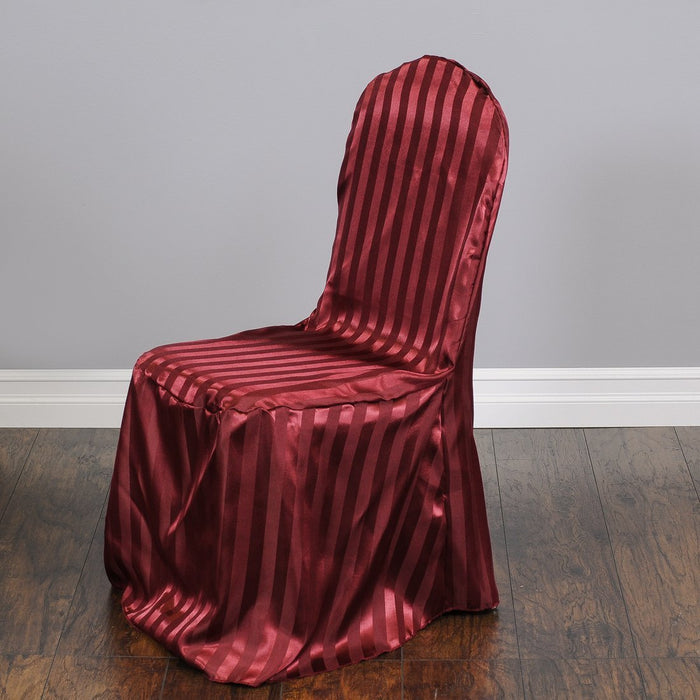 Bargain Striped Satin Banquet Chair Cover (5 Colors)