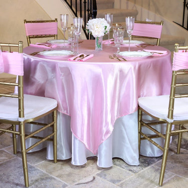 Bargain 60 In. Square Satin Overlay Pink
