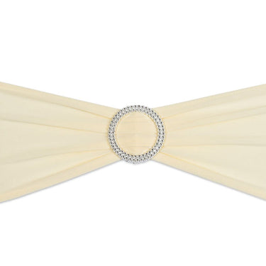 Bargain Ivory Stretch Chair Sash With Round Buckle, 5/Pack