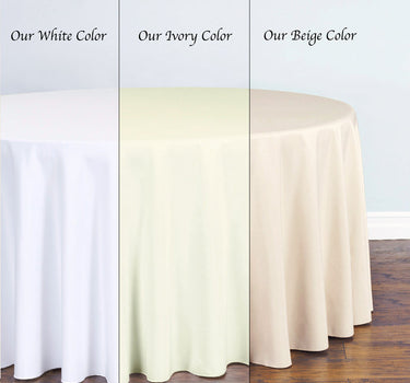 Bargain 120 in. Round Polyester Tablecloth Ivory