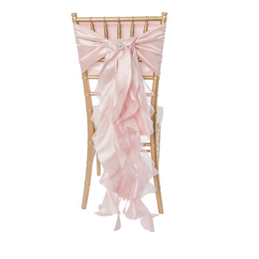 Curly Willow Taffeta Chair Sash Light Pink