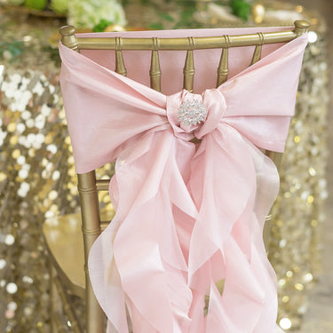 Curly Willow Taffeta Chair Sash Light Pink