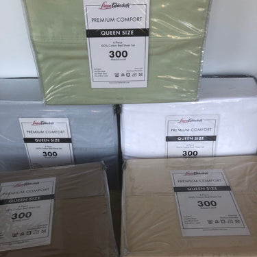 Premium Comfort 300 Thread Count Cotton Bed Sheet Set-Queen Size (4 Colors)