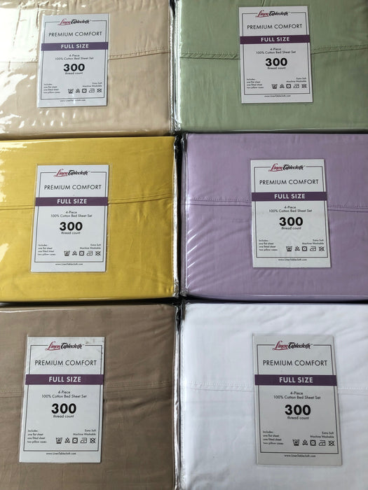 Premium Comfort 300 Thread Count Bed Sheet Set-Full Size (7 Colors)